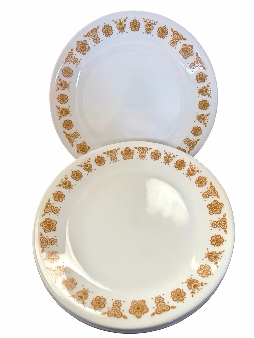 Vintage Mid-Century Corelle Butterfly Gold 8” Dinner Plates Set of 6